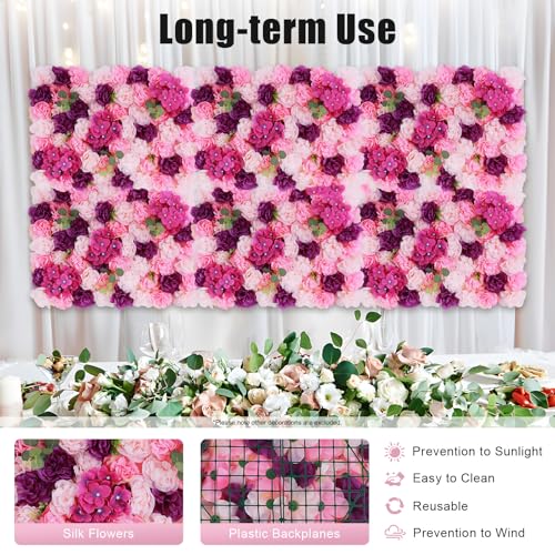 Silky Flower Store Artificial Flower Wall Panel Set, Hot Pink Pink Violet Floral Backdrop, Indoor Outdoor Decor, 23.62 x 15.74 inches 4 4 Product: 6-Piece Artificial Flower Wall Panel Set, Flower Wall Backdrop, Realistic DIY Privacy Screen for Indoor Outdoor Wedding Backdrop, Party Decor, Home Garden Decoration, Hot Pink Flower Wall Backdrop