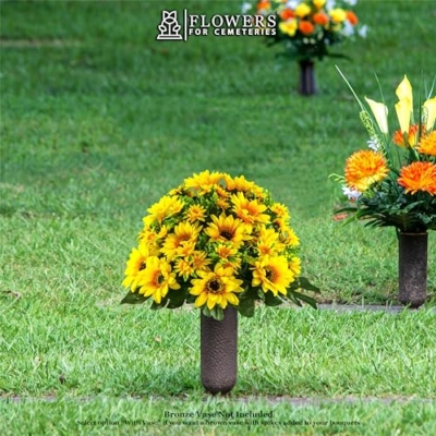 Silky Flower Store Artificial Cemetery Flowers, Yellow Sunflower Bouquet, Outdoor Grave Decoration, Weatherproof Memorial Florals, 20.5cm 15 15 Product: Sympathy Silks Artificial Cemetery Flowers - Realistic Vibrant Sunflowers Outdoor Grave Decoration - Yellow Sunflower Bouquet for Cemetery