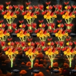 Product: Riakrum 12 Pack Day of The Dead Decoration Outdoor Monarch Butterfly Solar Lights Solar Garden Waterproof Marigold Lights for Dia De Los Muertos Halloween Diwali Indian Altar Grave Cemetery