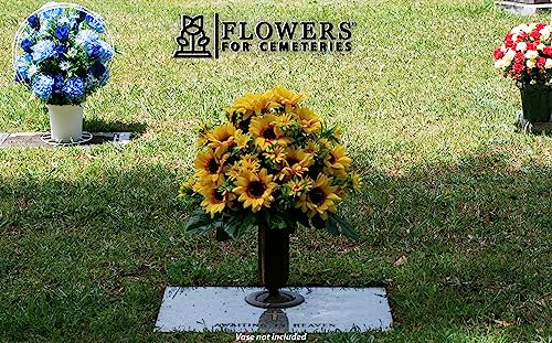 Silky Flower Store Artificial Cemetery Flowers, Yellow Sunflower Bouquet, Outdoor Grave Decoration, Weatherproof Memorial Florals, 20.5cm 4 4 Product: Sympathy Silks Artificial Cemetery Flowers - Realistic Vibrant Sunflowers Outdoor Grave Decoration - Yellow Sunflower Bouquet for Cemetery