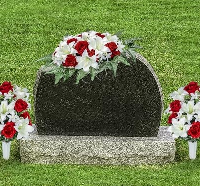 Product: XONOR Artificial Cemetery Flower Saddles, Cemetery Memorial Flowers with Vase for Grave Tombstone Decorations, Lily Rose Headstone Flowers Saddle(1 Saddle 2 Bouquets)