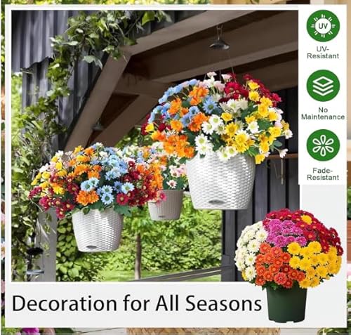 Product: Artificial Sunset Mums Artificial Outdoor Sunset Mums Flowers - UV Resistant Waterproof Windproof for Outside Home Indoor Planter Never Faded Look Real, Full, Vibrant (Scarlet, 25Bundles)