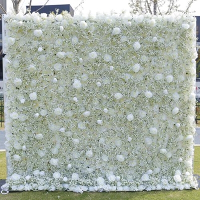 Product: 5D Three-Dimensional Simulation White Fabric Flower Wall, Artificial Baby's Breath Decorative Background Wall, Suitable for Wedding Hotel Layout Event Decoration(3m*3m)