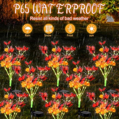 Product: Riakrum 12 Pack Day of The Dead Decoration Outdoor Monarch Butterfly Solar Lights Solar Garden Waterproof Marigold Lights for Dia De Los Muertos Halloween Diwali Indian Altar Grave Cemetery