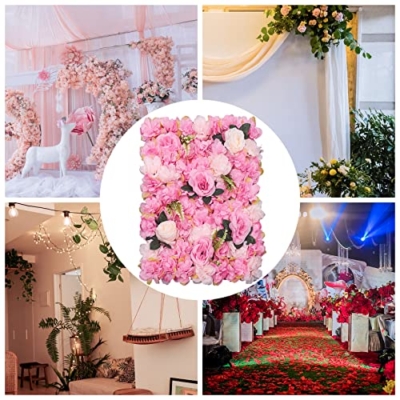 Product: Flower Wall Panel Set, Flower Wall Backdrop 23.62x15.74 inch Floral Wall Panel Artificial Silk Rose Wall Decor for Wedding Celebrations, Festive Party, Home Decor, Pink