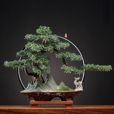 Silky Flower Store Artificial Bonsai Tree Lamp, Faux Greenery Desktop Decor, Ceramic Pot Entryway Living Room Office, 32.5cm 10 10 Product: MOOWI Artificial Bonsai Tree Simulation Bonsai Ornaments with Creative Lamp Circle Entryway Desktop Living Room Office Decoration Artificial Trees Plants
