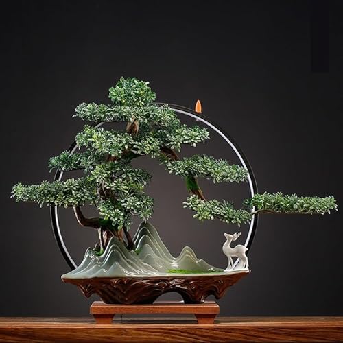 Silky Flower Store Artificial Bonsai Tree Lamp, Faux Greenery Desktop Decor, Ceramic Pot Entryway Living Room Office, 32.5cm 4 4 Product: MOOWI Artificial Bonsai Tree Simulation Bonsai Ornaments with Creative Lamp Circle Entryway Desktop Living Room Office Decoration Artificial Trees Plants