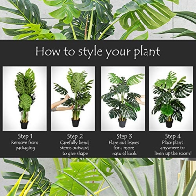 Product: Pair AMERIQUE 6 Feet Artificial Plant Bird of Paradise Trees with Flower Sprays and Nursery Pots