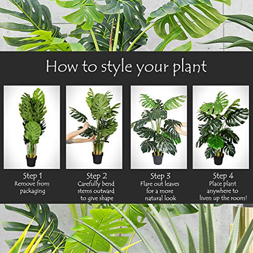 Product: Pair AMERIQUE 5 Feet Artificial Plant Bird of Paradise Trees with Two Flower Sprays Potted in Nursery Pot