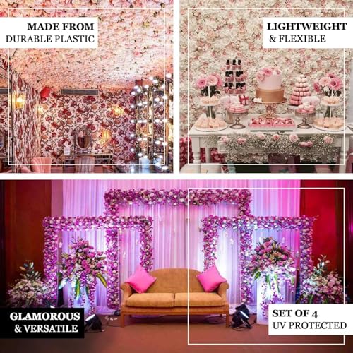 Product: Efavormart 13 Sq ft. | 4 Panels UV Protected Lifelike Assorted Silk Flower Wall Mats Panel Photo Booth Garden - Violet | Purple