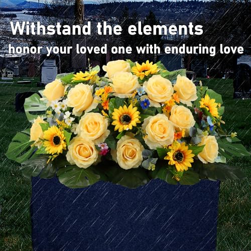 Product: Headstone Flower Saddles - Tombstone Saddle Flowers for Cemetery Gravestone, Grave Decorations Florals for Gravesite Saddles, for Veterans Gravesite, Never Be Blown Away