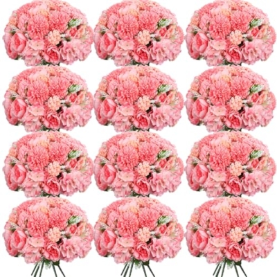 Product: Tigeen Artificial Flowers Artificial Peonies Silk Flowers Faux Peony Fake Peony Silk Hydrangea Bouquet for Wedding Table Centerpiece Floral Vase Decor(Rose Pink,24 Bundles)