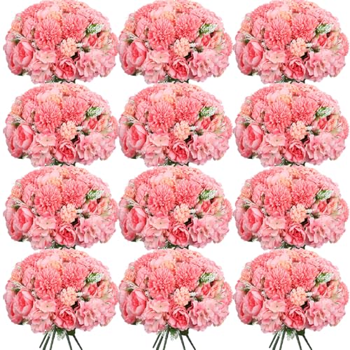 Product: Tigeen Artificial Flowers Artificial Peonies Silk Flowers Faux Peony Fake Peony Silk Hydrangea Bouquet for Wedding Table Centerpiece Floral Vase Decor(Rose Pink,24 Bundles)