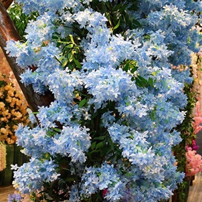 Product: Zereff - Silk Artificial Flowers Encryption Cross Cherry Blossom Simulation Wedding Home Decoration Fake Vase Flower - (Size: Total Height 90cm, Color: Purple Blue)