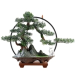 Product: MOOWI Artificial Bonsai Tree Simulation Bonsai Ornaments with Creative Lamp Circle Entryway Desktop Living Room Office Decoration Artificial Trees Plants