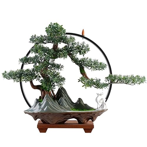 MOOWI Artificial Bonsai Tree Simulation Bonsai Ornaments with Creative Lamp Circle Entryway Desktop Living Room Office Decoration Artificial Trees Plants - Artificial Flower Arrangements Product: MOOWI Artificial Bonsai Tree Simulation Bonsai Ornaments with Creative Lamp Circle Entryway Desktop Living Room Office Decoration Artificial Trees Plants