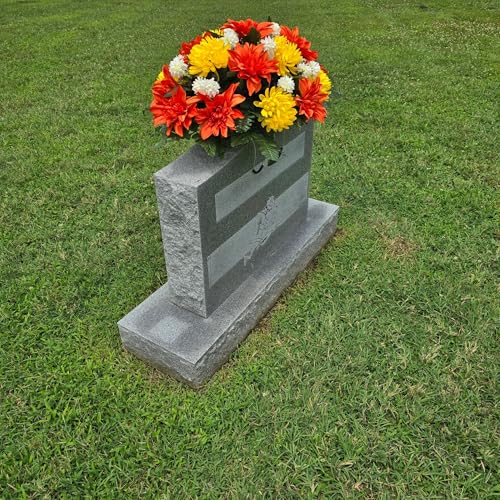 Product: Yellow Mum Headstone Saddle, Orange Dahlia Headstone Saddle for Funeral or Cemetery Memorial Decoration Garland for Table Centerpiece Holiday Party Weddi