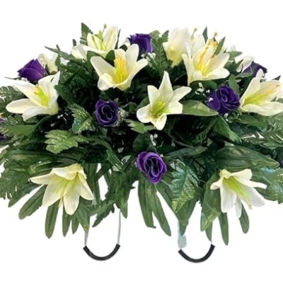 Product: Taozhiyuan Welcome Logo Flowers Bright Easter Saddle Flowers, Artificial Gravestone Saddle Flowers, Suitable for Mother's Day, Easter Decoration Graves