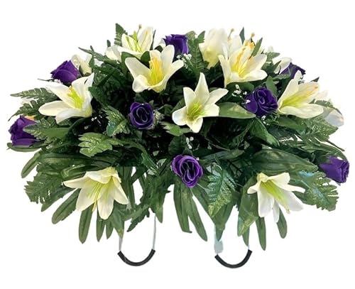 Product: Taozhiyuan Welcome Logo Flowers Bright Easter Saddle Flowers, Artificial Gravestone Saddle Flowers, Suitable for Mother's Day, Easter Decoration Graves