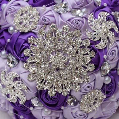 Silky Flower Store Artificial Wedding Bridal Bouquet Silk Rose Purple Lavender, Handmade Faux Flower Bunch, 19cm 12 12 Product: CarpeCoras Wedding Bridal Bouquet Silk Rose Handmade Artificial Flower Bunch Bouquets for Bride Bridesmaid Holding Toss Round Sparkling Rhinestone Purple & Lavender 7.5inch