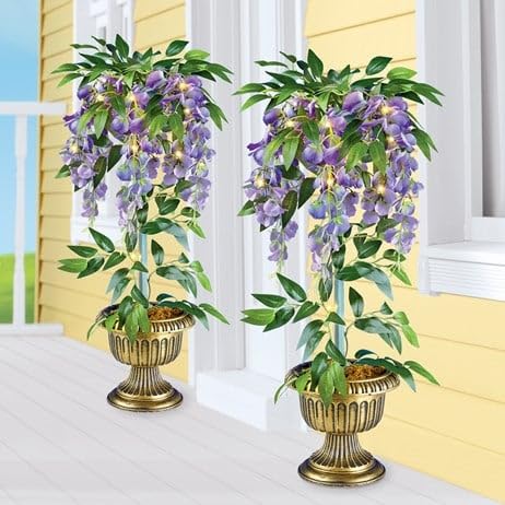 A-3ONE3 Solar Powered Artificial Wisteria Topiary with Vase-Size-10 L x 26" H. - Artificial Flower Arrangements Product: A-3ONE3 Solar Powered Artificial Wisteria Topiary with Vase-Size-10 L x 26" H.