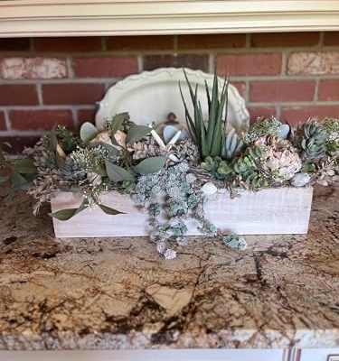 Product: Artificial Flower Centrepiece/ Wood Planter Box Centrepiece / Succulent Arrangement/ Coastal Flower Arrangement / Long Succulent Arrangement for Wedding Church Home Decoration, Gifts(GREEN) Garland fo