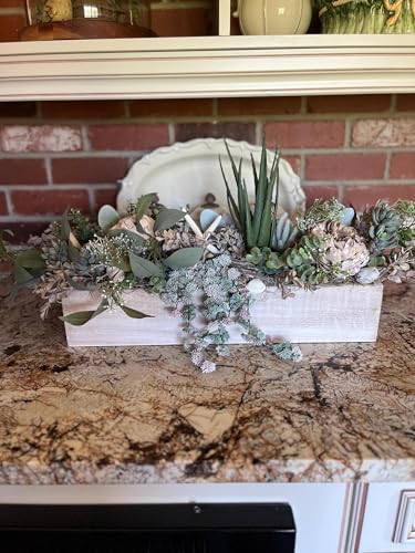 Product: Artificial Flower Centrepiece/ Wood Planter Box Centrepiece / Succulent Arrangement/ Coastal Flower Arrangement / Long Succulent Arrangement for Wedding Church Home Decoration, Gifts(GREEN) Garland fo