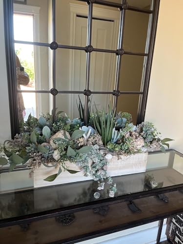 Product: Artificial Flower Centrepiece/ Wood Planter Box Centrepiece / Succulent Arrangement/ Coastal Flower Arrangement / Long Succulent Arrangement for Wedding Church Home Decoration, Gifts(GREEN) Garland fo