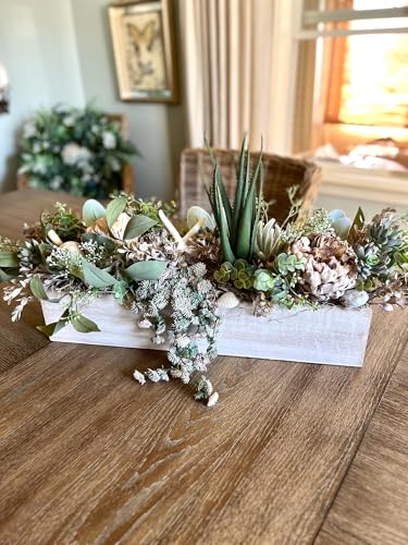 Product: Artificial Flower Centrepiece/ Wood Planter Box Centrepiece / Succulent Arrangement/ Coastal Flower Arrangement / Long Succulent Arrangement for Wedding Church Home Decoration, Gifts(GREEN) Garland fo