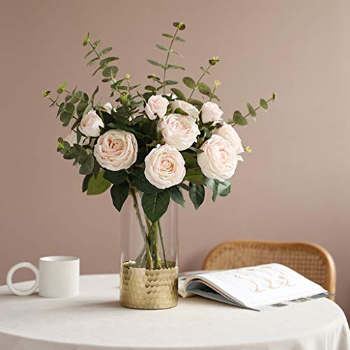 Product: Artificial Flower with Vase Set Light Pink Silk Rose Flowers Faked Flowers Bouquets for Home/Wedding/Party Decor, 22" H Table Centerpiece Office Wedding Party Decoration