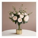 Product: Artificial Flower with Vase Set Light Pink Silk Rose Flowers Faked Flowers Bouquets for Home/Wedding/Party Decor, 22" H Table Centerpiece Office Wedding Party Decoration
