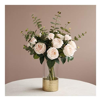 Product: Artificial Flower with Vase Set Light Pink Silk Rose Flowers Faked Flowers Bouquets for Home/Wedding/Party Decor, 22" H Table Centerpiece Office Wedding Party Decoration