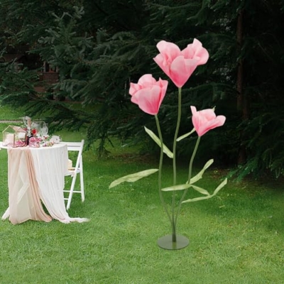 Product: Artificial Wedding Flowers, Three-Headed Artificial Tulips Flowers, Artificial Silk Flower, for Birthday Wedding Arrangements Banquet Background Decor (Pink)