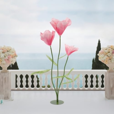 Product: Artificial Wedding Flowers, Three-Headed Artificial Tulips Flowers, Artificial Silk Flower, for Birthday Wedding Arrangements Banquet Background Decor (Pink)