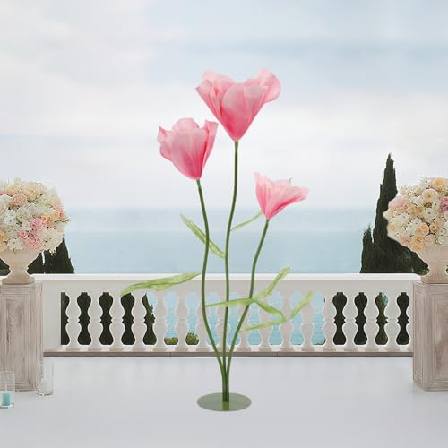 Product: Artificial Wedding Flowers, Three-Headed Artificial Tulips Flowers, Artificial Silk Flower, for Birthday Wedding Arrangements Banquet Background Decor (Pink)