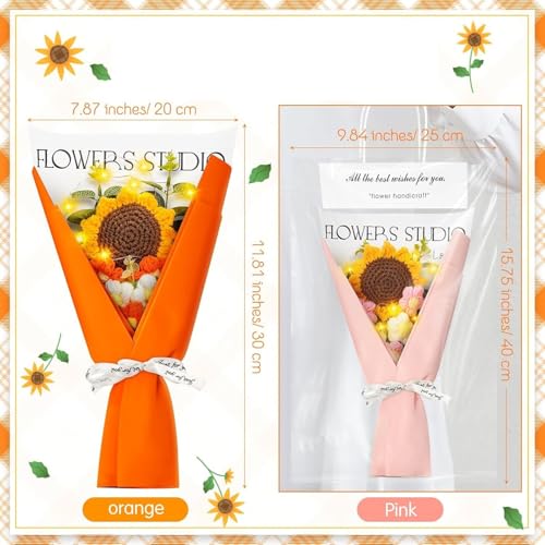 Product: Beautiful Flower Gentle Crochet Bouquet, 4 Sets of Artificial Flowers for Indoor Outdoor Home Wedding Party Decoration (No Vase) Used for Home Decoration, Weddings(Sunflower)