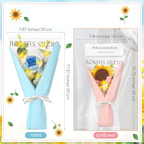 Product: Beautiful Flower Gentle Crochet Bouquet, 4 Sets of Artificial Flowers for Indoor Outdoor Home Wedding Party Decoration (No Vase) Used for Home Decoration, Weddings(Sunflower)