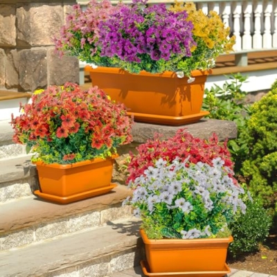 Silky Flower Store Artificial Orange Flowers for Decoration, Faux Garden Balcony Home Décor, 10 Piece Set, 35cm 13 13 Product: Boic 10 Pieces Fake Flowers Outdoor Fake Flowers for Decoration, Artificial Flowers, Fake Flowers Indoor Fake Plants Outdoor for Garden, Balcony, Home, Centerpieces (Orange)