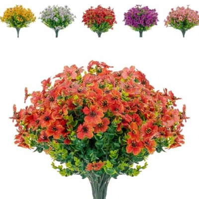 Product: Boic 10 Pieces Fake Flowers Outdoor Fake Flowers for Decoration, Artificial Flowers, Fake Flowers Indoor Fake Plants Outdoor for Garden, Balcony, Home, Centerpieces (Orange)