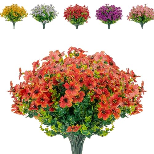 Boic 10 Pieces Fake Flowers Outdoor Fake Flowers for Decoration, Artificial Flowers, Fake Flowers Indoor Fake Plants Outdoor for Garden, Balcony, Home, Centerpieces (Orange) - Artificial Flower Arrangements Product: Boic 10 Pieces Fake Flowers Outdoor Fake Flowers for Decoration, Artificial Flowers, Fake Flowers Indoor Fake Plants Outdoor for Garden, Balcony, Home, Centerpieces (Orange)