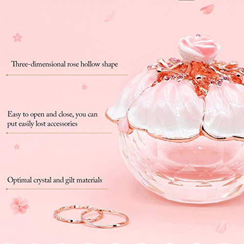 Silky Flower Store Pink Glass Jewelry Box, Tin Alloy Lid Rose Flower Trinket Organizer, Decorative Vanity Storage 10cm 3 3 Product: BWPURWDFH Jewelry Boxes Glass Jewelry Box with Tin Alloy Lid Small Pink Trinket Box Ring Necklace Keepsake Organizer Trinket Case Gift K9 Rose Flower Jewelry Organizer