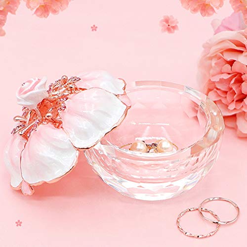 Silky Flower Store Pink Glass Jewelry Box, Tin Alloy Lid Rose Flower Trinket Organizer, Decorative Vanity Storage 10cm 2 2 Product: BWPURWDFH Jewelry Boxes Glass Jewelry Box with Tin Alloy Lid Small Pink Trinket Box Ring Necklace Keepsake Organizer Trinket Case Gift K9 Rose Flower Jewelry Organizer