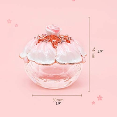 Silky Flower Store Pink Glass Jewelry Box, Tin Alloy Lid Rose Flower Trinket Organizer, Decorative Vanity Storage 10cm 8 8 Product: BWPURWDFH Jewelry Boxes Glass Jewelry Box with Tin Alloy Lid Small Pink Trinket Box Ring Necklace Keepsake Organizer Trinket Case Gift K9 Rose Flower Jewelry Organizer