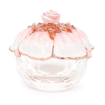 Product: BWPURWDFH Jewelry Boxes Glass Jewelry Box with Tin Alloy Lid Small Pink Trinket Box Ring Necklace Keepsake Organizer Trinket Case Gift K9 Rose Flower Jewelry Organizer