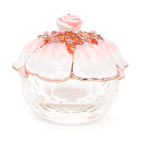 BWPURWDFH Jewelry Boxes Glass Jewelry Box with Tin Alloy Lid Small Pink Trinket Box Ring Necklace Keepsake Organizer Trinket Case Gift K9 Rose Flower Jewelry Organizer - Artificial Flower Arrangements Product: BWPURWDFH Jewelry Boxes Glass Jewelry Box with Tin Alloy Lid Small Pink Trinket Box Ring Necklace Keepsake Organizer Trinket Case Gift K9 Rose Flower Jewelry Organizer