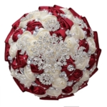 Product: CarpeCoras Wedding Bridal Bouquet Silk Rose Handmade Artificial Flower Bunch Bouquets for Bride Bridesmaid Holding Toss Round Sparkling Rhinestone Burgund & Cream 7.5inch
