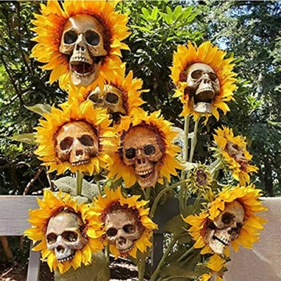 Silky Flower Store Artificial Sunflower Creepy Skull Halloween Garden Decor, Spooky Faux Floral Stake, Outdoor Yard Accent, 32.5cm 10 10 Product: CPYGMXI Artificial Plants Sunflower, Creepy Skull Sunflowers Modeling Simulation Plants Home Garden Decor, Indoor Outdoor Patio Decorations Fake Flowers Art Handicraft Decoration