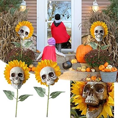 Silky Flower Store Artificial Sunflower Creepy Skull Halloween Garden Decor, Spooky Faux Floral Stake, Outdoor Yard Accent, 32.5cm 7 7 Product: CPYGMXI Artificial Plants Sunflower, Creepy Skull Sunflowers Modeling Simulation Plants Home Garden Decor, Indoor Outdoor Patio Decorations Fake Flowers Art Handicraft Decoration
