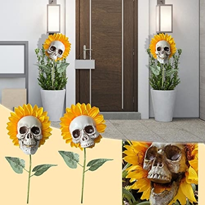 Silky Flower Store Artificial Sunflower Creepy Skull Halloween Garden Decor, Spooky Faux Floral Stake, Outdoor Yard Accent, 32.5cm 11 11 Product: CPYGMXI Artificial Plants Sunflower, Creepy Skull Sunflowers Modeling Simulation Plants Home Garden Decor, Indoor Outdoor Patio Decorations Fake Flowers Art Handicraft Decoration