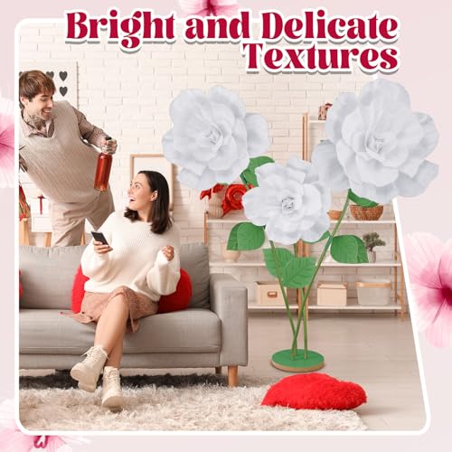 Product: Daifunli 1 Set 4. 5 ft Giant Artificial Flowers Giant Rose for Decorations Valentine Huge Flannel Flower with Standing Base Creative Gift for Window Reception Banquet Ceremony Floral Decor (Nude Pink)